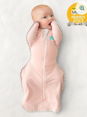 Love to Dream Pink Winged Swaddle Sleepsack with Striped Trim